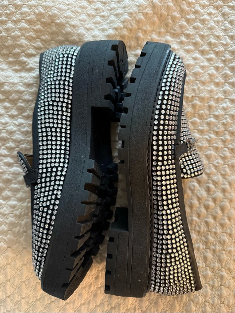 New Sam Edelman Black Crystal Loafers